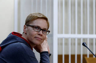 FILE PHOTO: Zolotova, editor-in-chief of Tut.by independent news website, in court in in Minsk in 2019