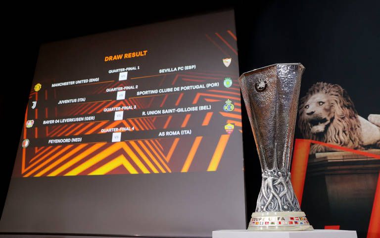 A Uefa sorteou também as quartas da Europa League, os confrontos são: Manchester United (ENG) x Sevilla (ESP), Juventus (ITA) x Sporting (POR), Bayer Levrkusen (ALE) x Union Saint-Gilloise (BEL) e Feynoord (HOL) x Roma (ITA)