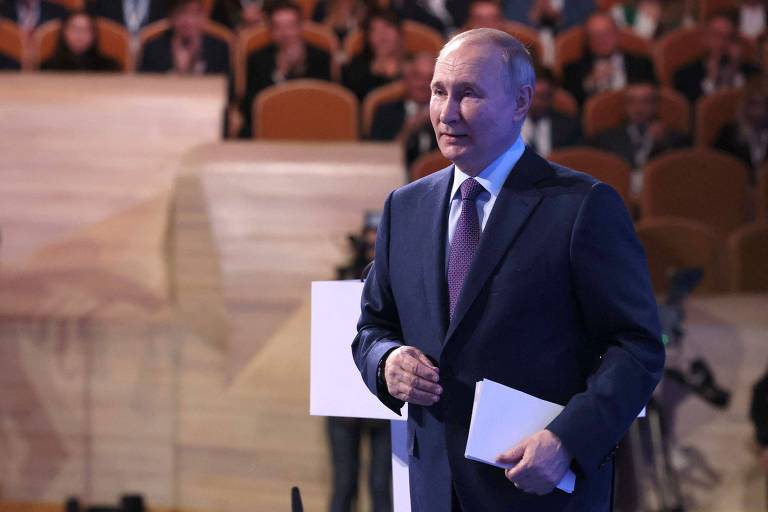 O presidente da Rússia, Vladimir Putin, durante evento em Moscou