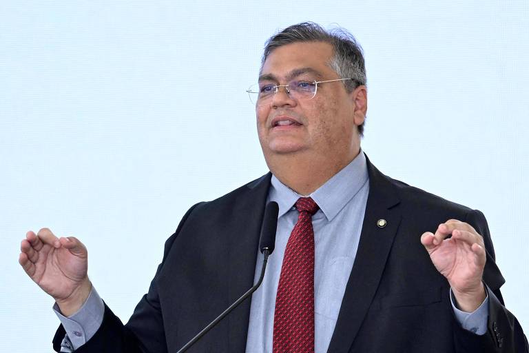 O ministro da Justiça, Flávio Dino, durante evento no Palácio do Planalto em março 

