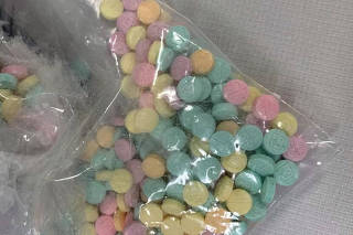 FILE PHOTO: LEGO and fentanyl pills found by officers from the Drug Enforcement Administration