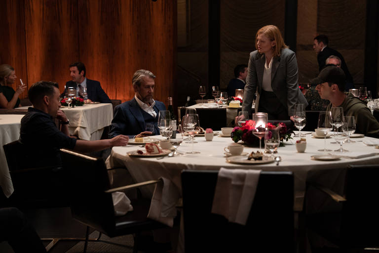 Kieran Culkin, Alan Ruck, Sarah Snook e Jeremy Strong na quarta temporada da série "Succession", da HBO