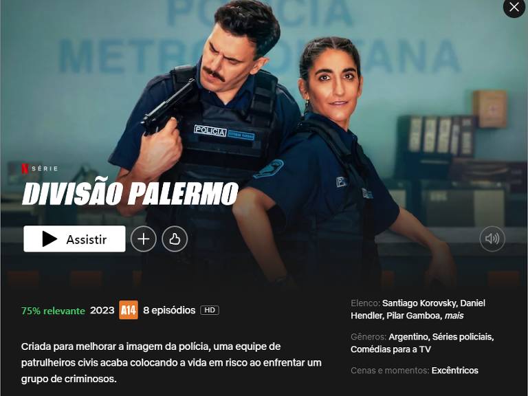 Tela da série 'Divisão Palermo', da Netflix
