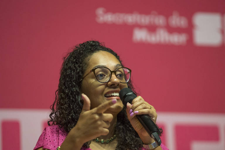 Sonaira Fernandes, secretária de Políticas para a Mulher do governo Tarcísio de Freitas, durante evento no Memorial da América Latina 