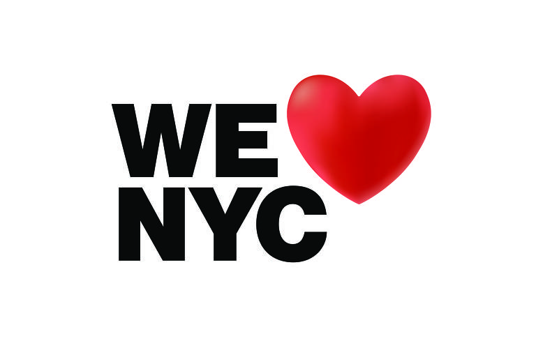 Em um logotipo com fundo branco, se lêem as palavras "we" (eu, em inglês) e a sigla NYC (referência à cidade de Nova York), ao lado de um coração 