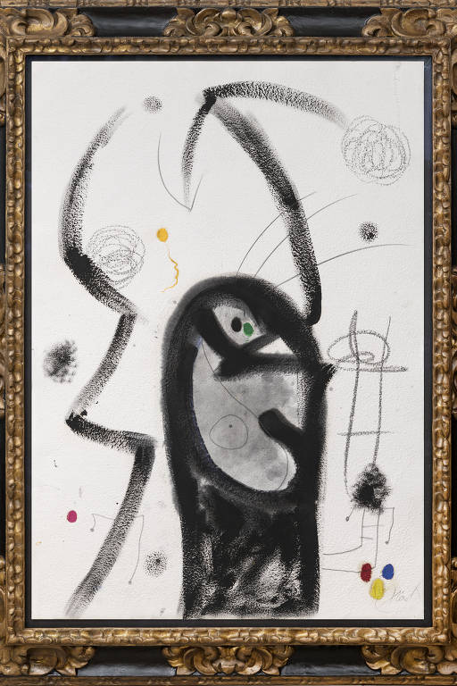 Obra de Miró exposta no estande da Almeida e Dale