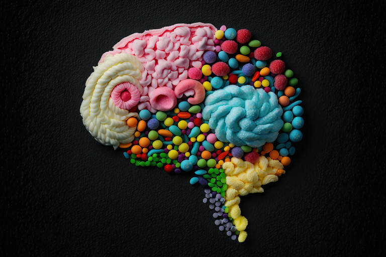 Cérebro montado com doces