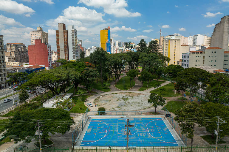 Vista aérea do parque Princesa Isabel, no centro de São Paulo, que será fechada novamente nesta quinta-feira (11) para finalização das obras