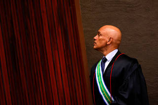 President of the Superior Electoral Court Alexandre de Moraes attends a ceremony at the Superior Electoral Court headquarters in Brasilia