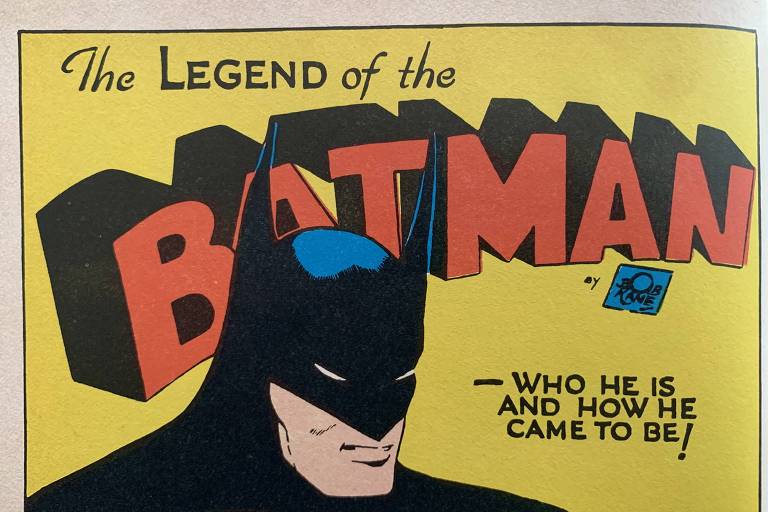 Quadrinho inaugural de Batman, que já nasceu sem olhos, em 1938