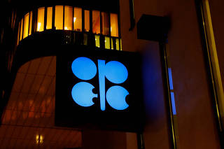 FILE PHOTO: The logo of the OPEC is seen at OPEC's headquarters in Vienna