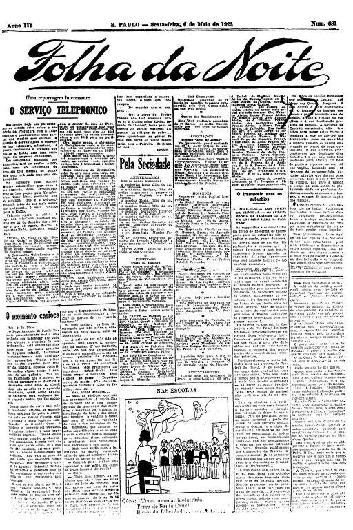 Primeira Página da Folha da Noite de 4 de maio de 1923