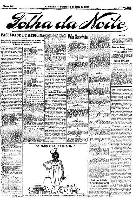 Primeira Página da Folha da Noite de 5 de maio de 1923