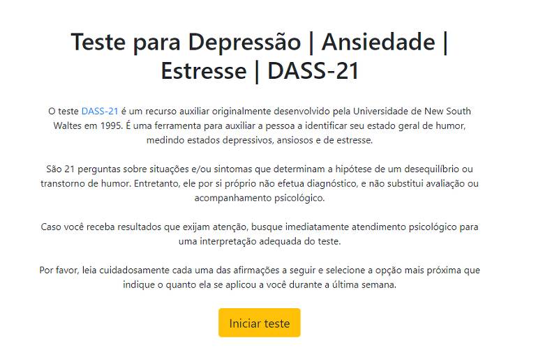 Depressao - Questionario Diagnostico