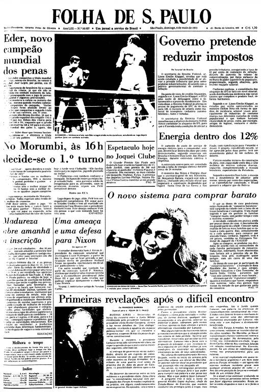 Primeira Página da Folha de 6 de maio de 1973