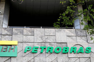 FILE PHOTO: A logo of Brazil's state-run Petrobras oil company is seen at their headquarters in Rio de Janeiro