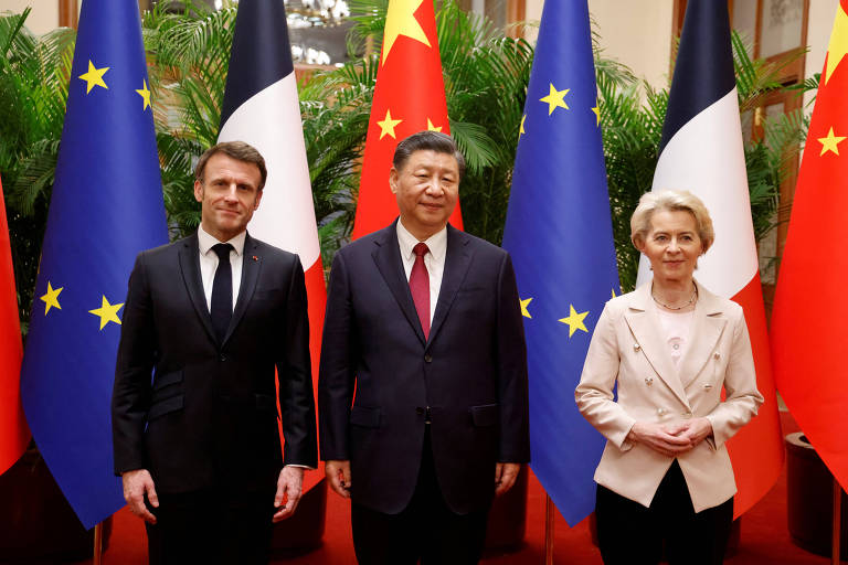 O líder da China, Xi Jinping, se encontra com os presidentes da França, Emmanuel Macron, e da Comissão Europeia, Ursula von der Leyen
