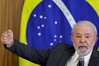 Brazil's President Luiz Inacio Lula da Silva attends a breakfast with journalists in Brasilia