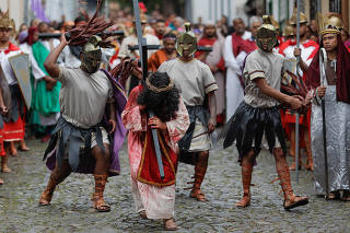 Easter Via Crucis procession on Good Friday in Ouro Preto