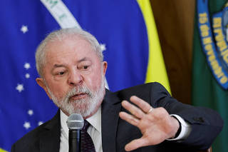 Brazil's President Luiz Inacio Lula da Silva attends a breakfast with journalists in Brasilia