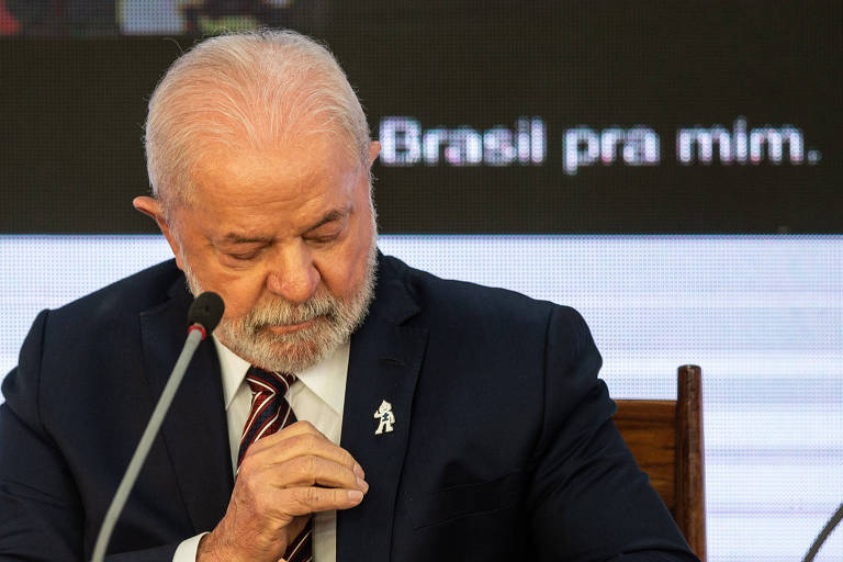 O presidente Luiz Inácio Lula da Silva (PT) em reunião ministerial dos 100 dias de governo, no Palácio do Planalto