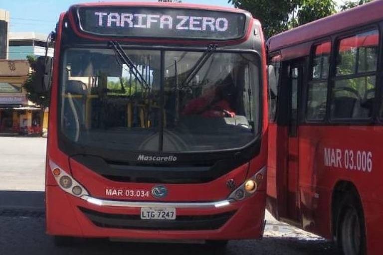 Ônibus de Maricá, no Rio de Janeiro, cidade que implementou tarifa zero em 2014