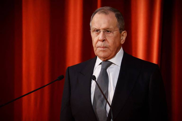 O chanceler da Rússia, Serguei Lavrov, discursa durante evento do dia do diplomata, em Moscou