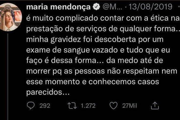 Mensagem publicada por Marília Mendonça em seu twitter