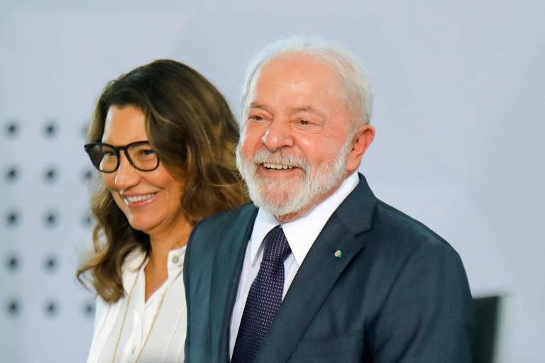 O presidente Lula e a primeira-dama, Janja, em evento no Palácio do Planalto 