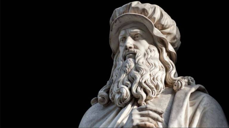 Busto em mármore do artista Leonardo da Vinci