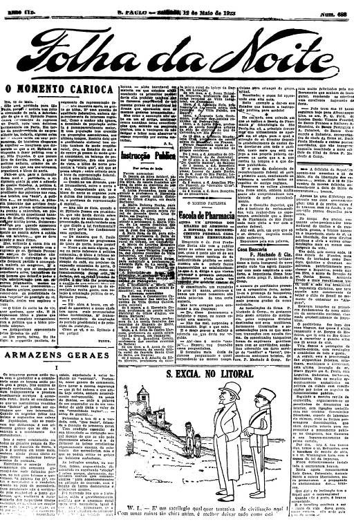 Primeira Página da Folha da Noite de 12 de maio de 1923