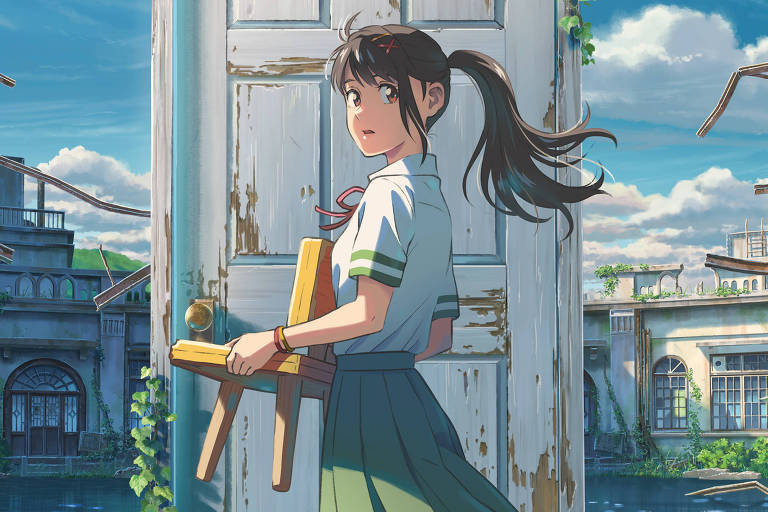 Cena do filme 'Suzume', de Makoto Shinkai