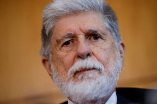 Brazil's former Foreign and Defence Minister Celso Amorim attends a news conference after meeting with U.S. White House National Security Advisor Jake Sullivan in Brasilia