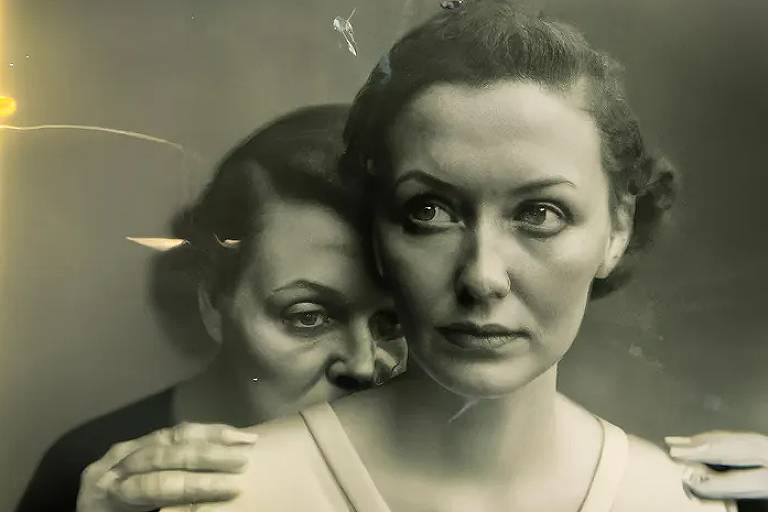 Foto de Boris Eldagsen criada por inteligência artificial mostra duas mulheres de frente para a câmera, sendo que a mulher que está na parte de trás está com as mãos no ombro da outra pessoa