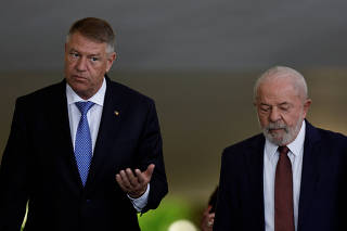 Romanian President Klaus Iohannis meets Brazilian counterpart Luiz Inacio Lula da Silva, in Brasilia