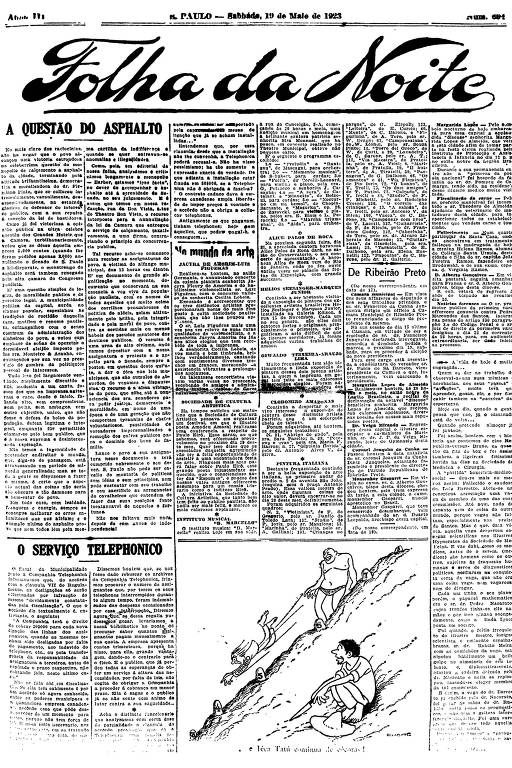 Primeira Página da Folha da Noite de 19 de maio de 1923