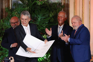 Brazil's President Lula presents Camoes Award to musician Chico Buarque, in Lisbon