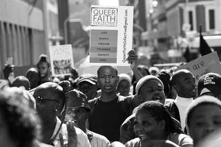 A collective of South African regional civil society organisations protest against Uganda's anti-LGBT bill in Cape Town