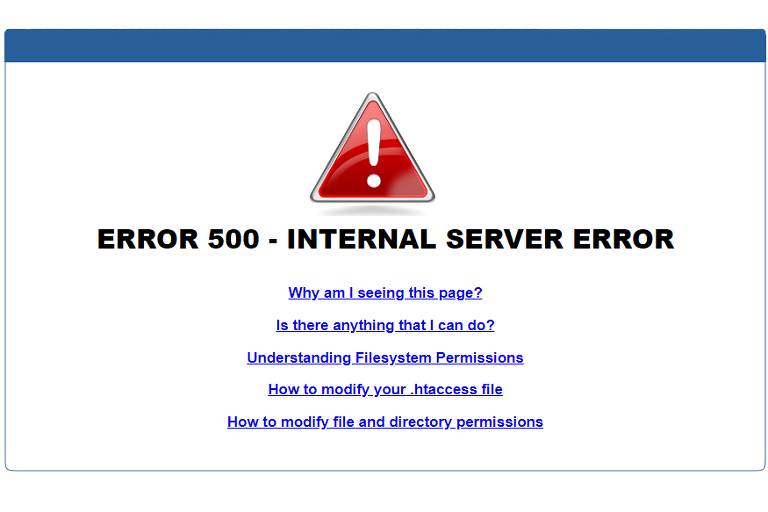 Mensagem em site mostra que há problema nos servidores