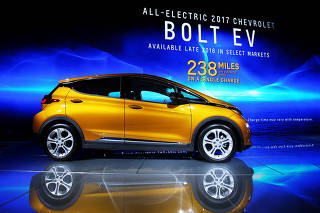 FILE PHOTO: The Chevrolet Bolt EV is pictured at the 2016 Los Angeles Auto Show in Los Angeles