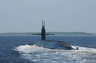 FILE PHOTO: The Ohio-class ballistic-missile submarine USS Alaska (SSBN 732) returns to Naval Submarine Base Kings Bay following a patrol, in Kings Bay
