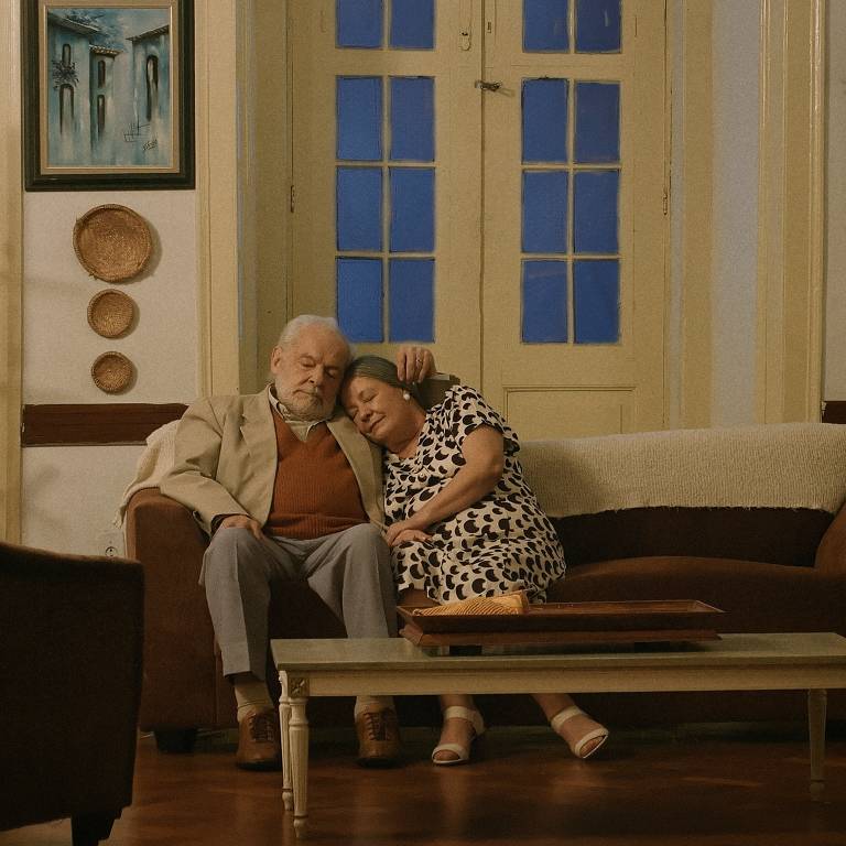 Os atores Othon Bastos e Bete Mendes em cena do curta "Esta Noite Seremos Felizes"
