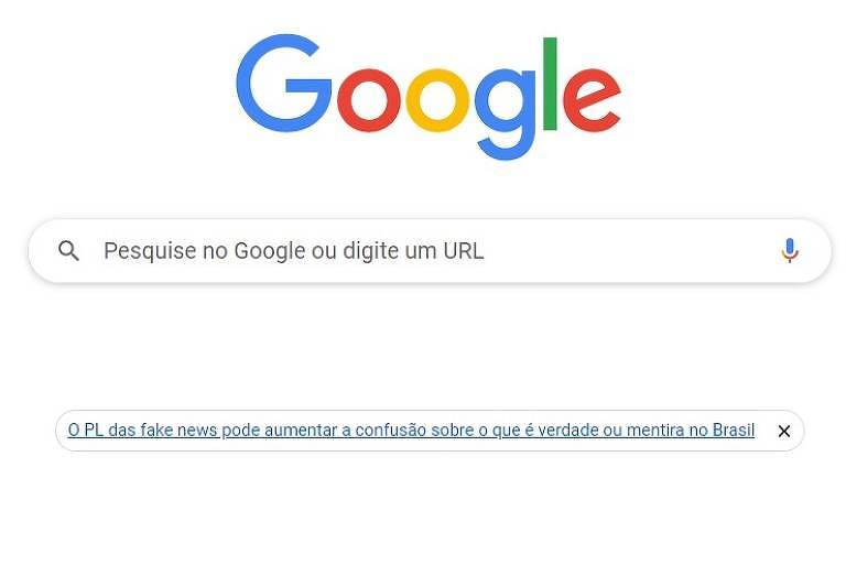 Google destaca link contra PL das Fake News