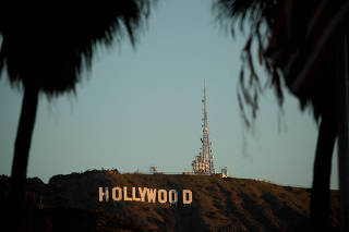 FILE PHOTO: Sunrise over the Hollywood sign in Los Angeles, California
