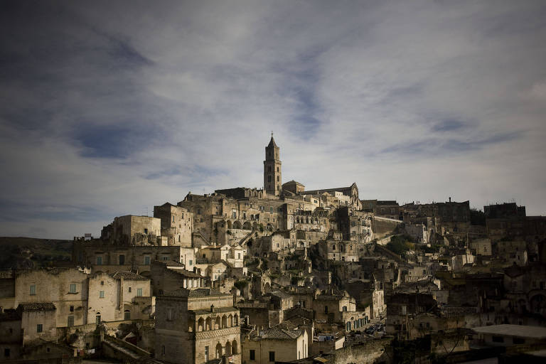 A cidade de Matera, que é a principal atração da região da Basilicata, na Itália