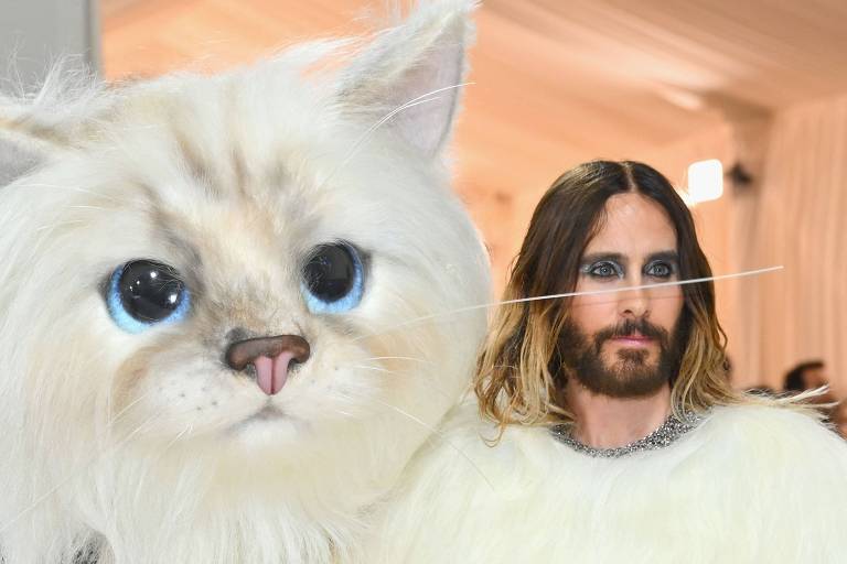 Reação de cachorro à fantasia de gato usada por Jared Leto no Met Gala viraliza