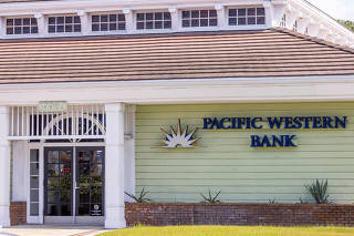 FILE PHOTO: A general view of Pacific Western Bank in Huntington Beach