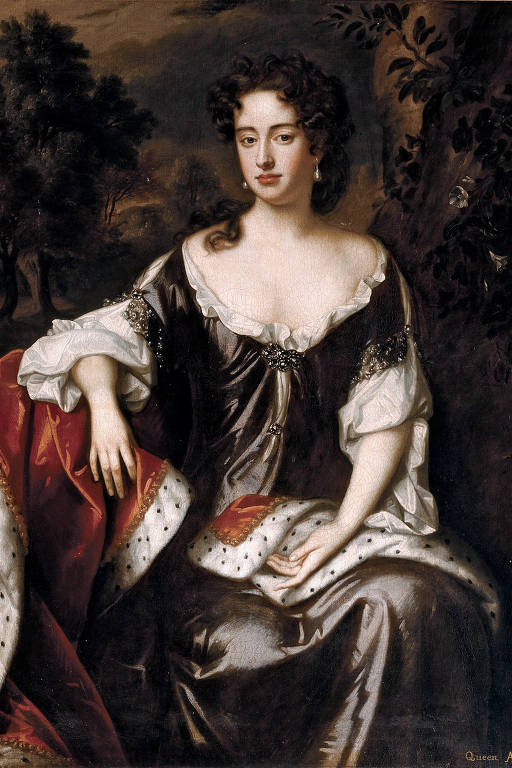 Pintura que retrata a rainha britânica Ana (1707-1714)