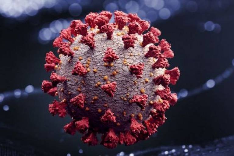 Ilustração do Sars-CoV-2, vírus que causa a Covid-19. Os cientistas temem que a pandemia de covid-19 tenha levado muita gente a adotar hábitos de limpeza pouco úteis