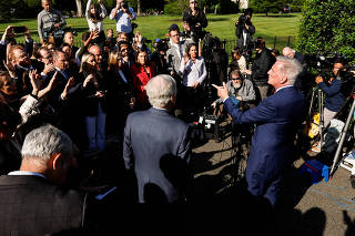 U.S. Congressional leaders depart after debt limit talks with President Biden at the White House in Washington